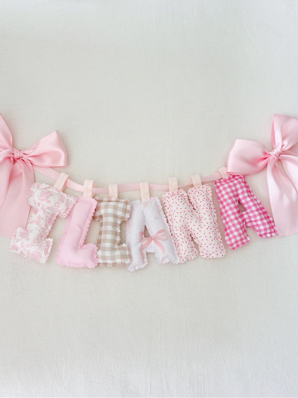 Happy Birthday Pink Strawberry Fabric Banner Garland